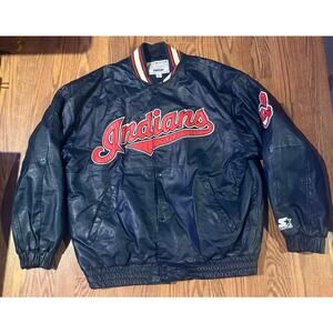 Vintage Starter Cleveland Indians Leather Jacket (XL)